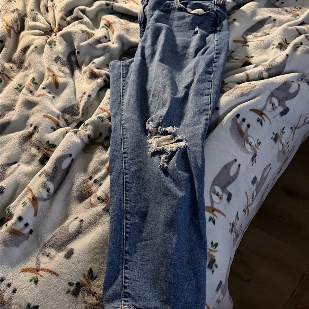 Old Navy Light Blue Distressed Flare Jeans